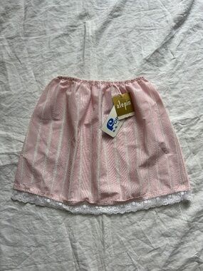 Vintage 1960's Deadstock Pink/White Stripe Mini Slip Skirt